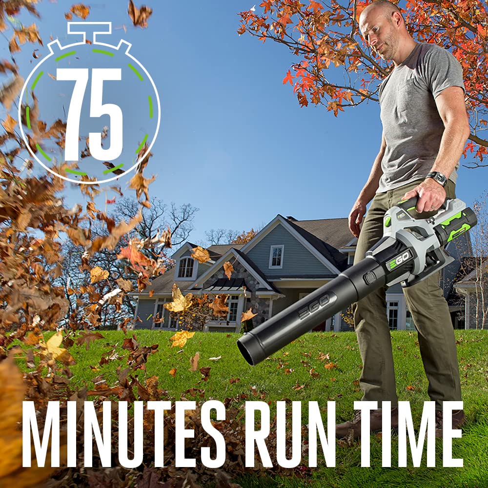 EGO Power+ blower with 2.5Ah battery mounted for extended runtime