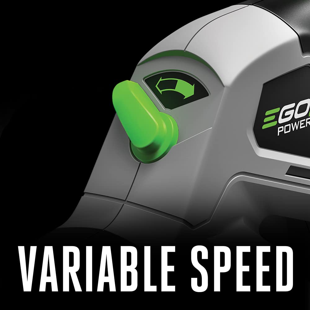EGO Power+ blower beside a rake to show compact size and portability