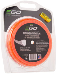 Coiled 160ft EGO Power+ line beside a ruler showing scale and bulk supply benefit