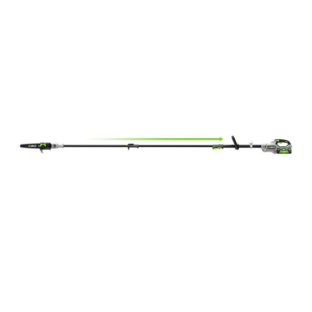 EGO Power+ pole saw held by person to show reach and weight comparison