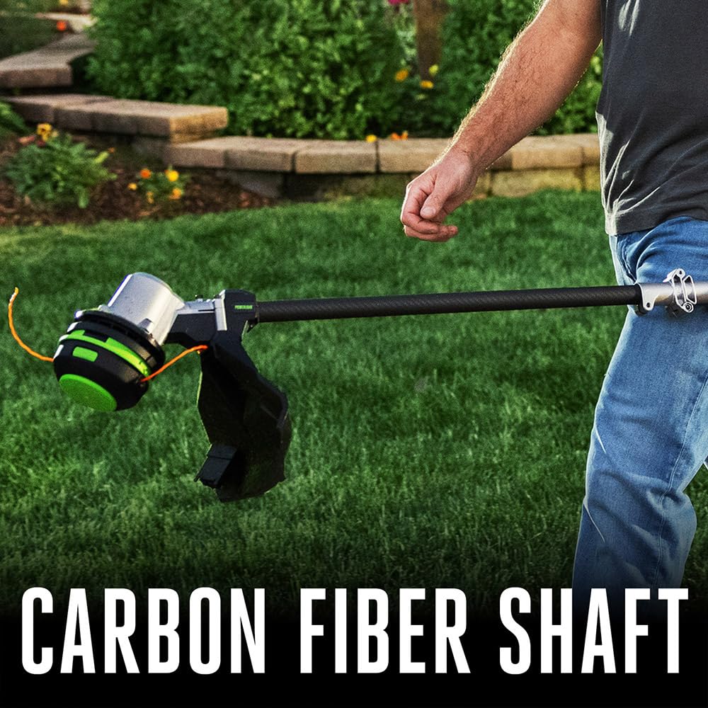 EGO Power+ telescopic shaft extended for ergonomic height adjustment benefit