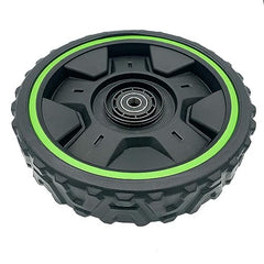 EGO Power+ rear wheel tread close-up highlighting durable grip