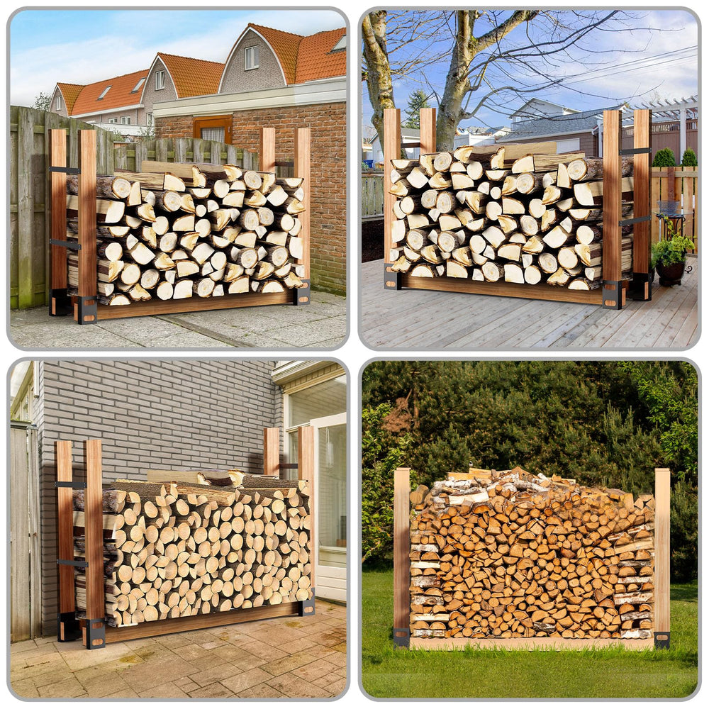 Eibikdi night firepit storage setting showing organized logs for easy access