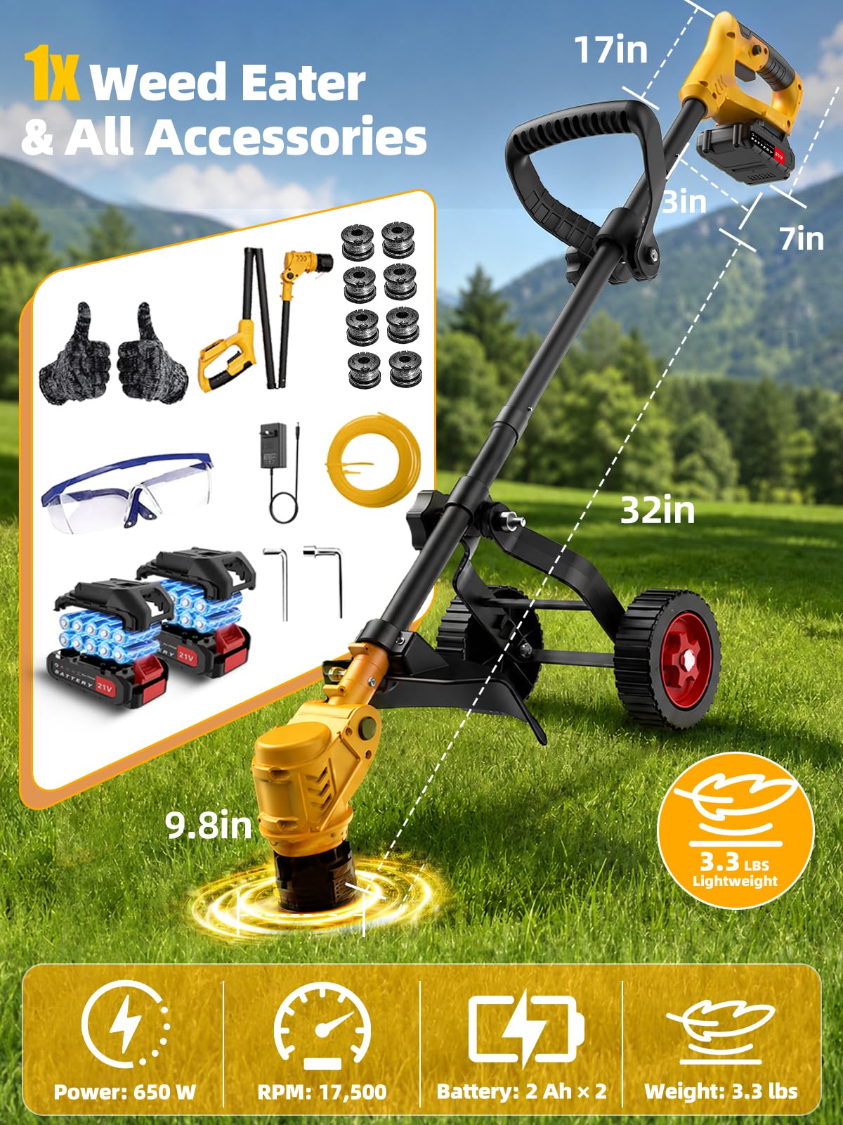 EIDOWA accessories laid out including gloves glasses and spare spools for immediate use
