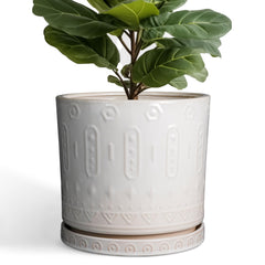 Eightpot 12 inch planter front view showcasing clean white finish and pattern