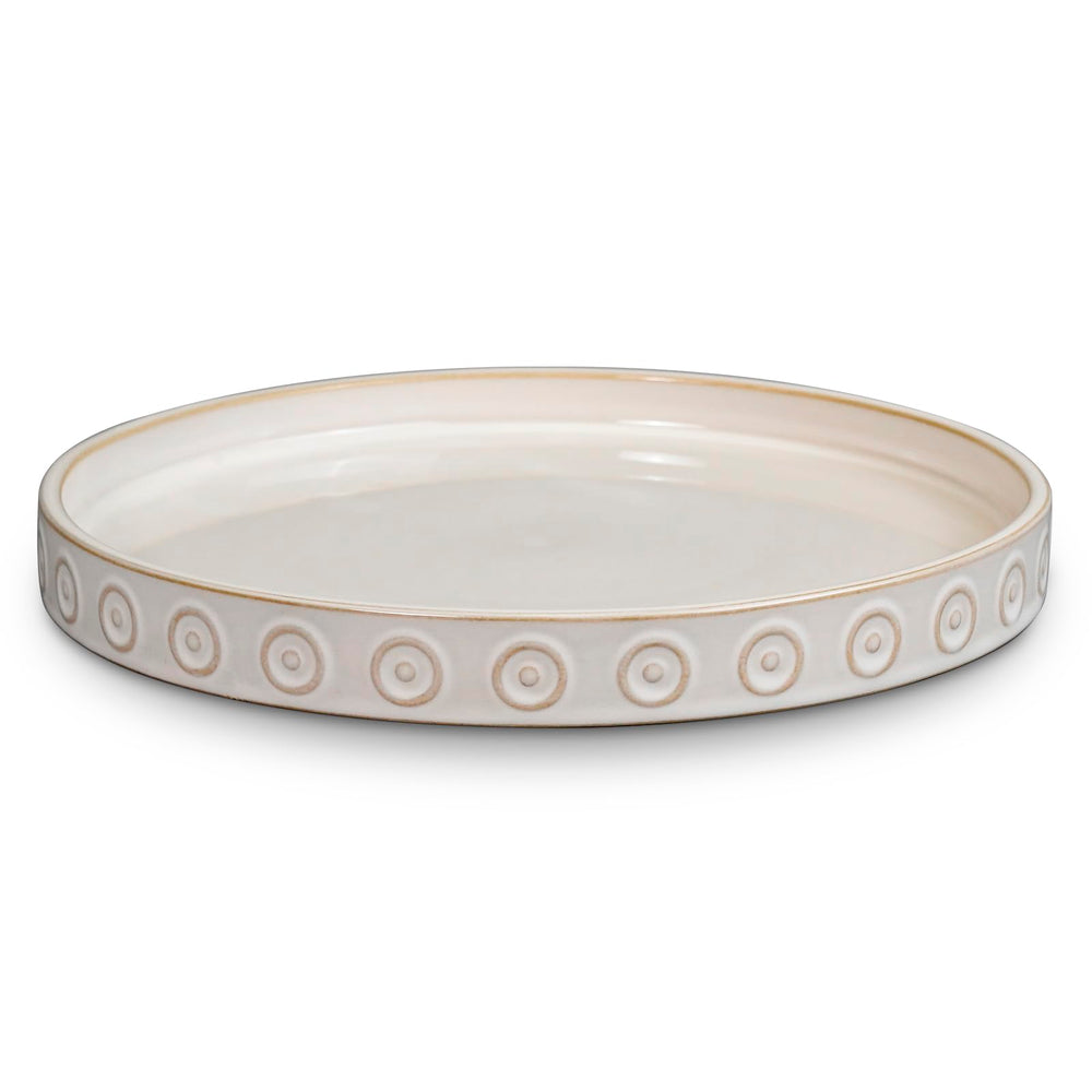Eightpot cream ceramic saucer front view showing clean design and surface protection
