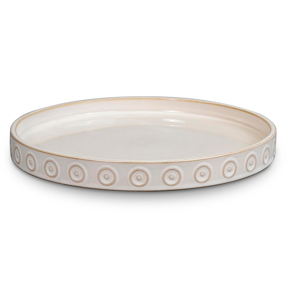 Eightpot cream ceramic saucer front view showing clean design and surface protection