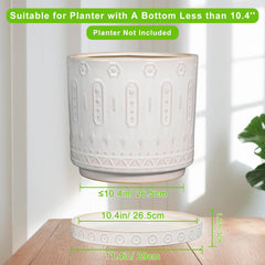 Eightpot saucer with pot placed inside showing fit and protection benefit