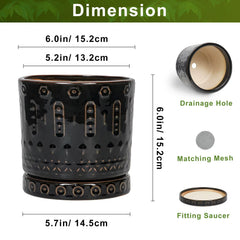 Eightpot top view with soil and mesh pad demonstrating clean drainage protection
