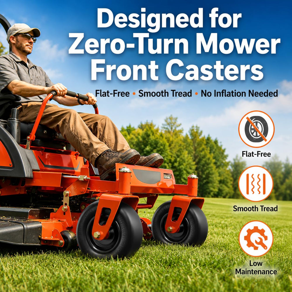 Eiictneh in-field on zero-turn mower demonstrating turf-friendly rolling