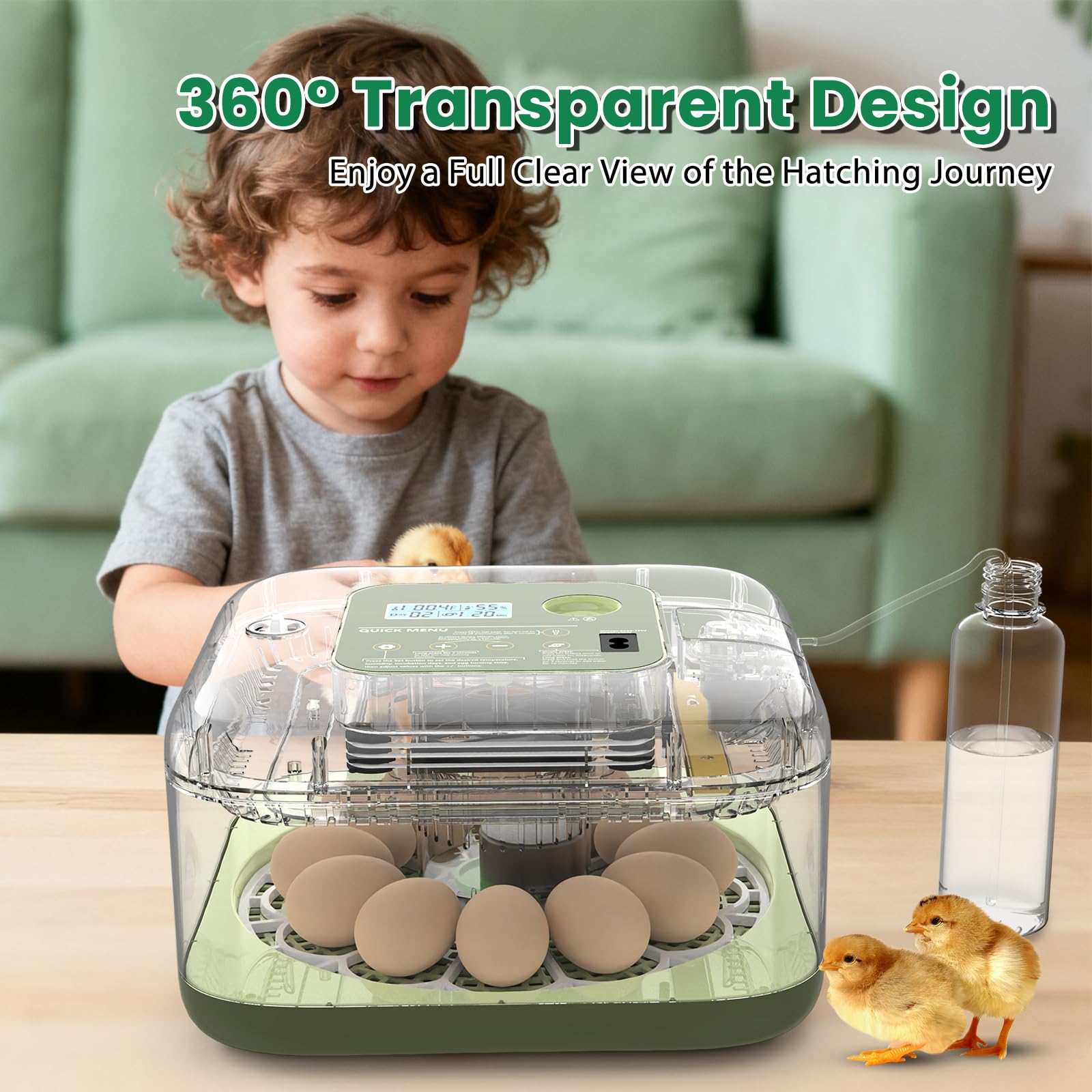 Eiictneh size and scale with hand showing compact tabletop convenience