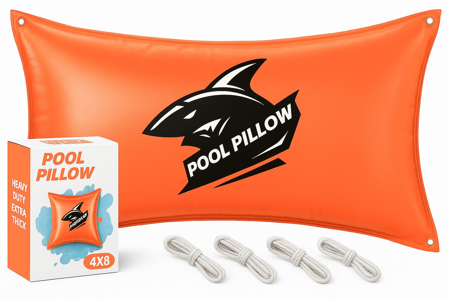 EIIORPO front view of 4x8 pool pillow showing durable shape and protection