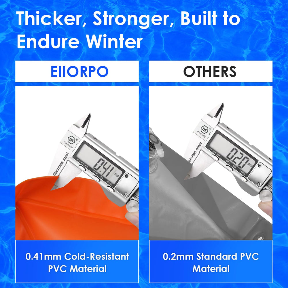 EIIORPO pillow installed under pool cover absorbing ice pressure effectively