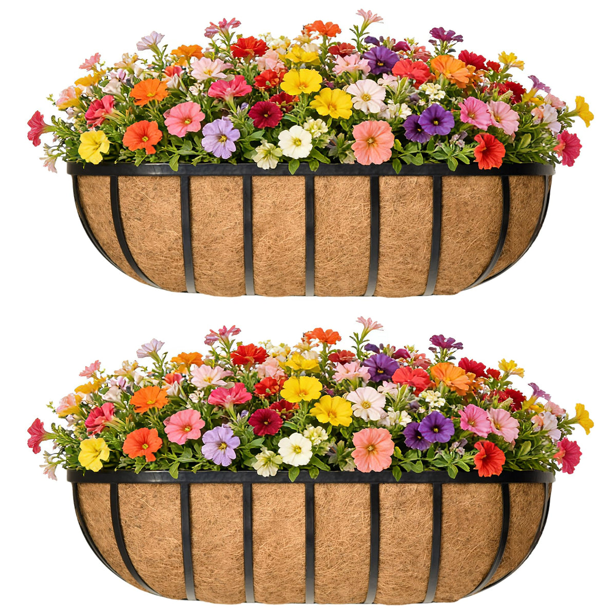 EIMQUVW front view of 24-inch metal railing planter showing clean finish and capacity
