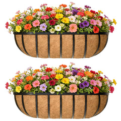EIMQUVW front view of 24-inch metal railing planter showing clean finish and capacity