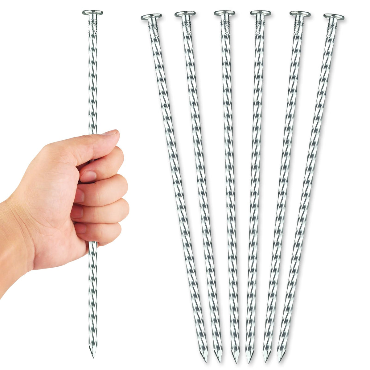 EISENSP front view of 50-pack galvanized stakes showing ready-to-use supply and benefit