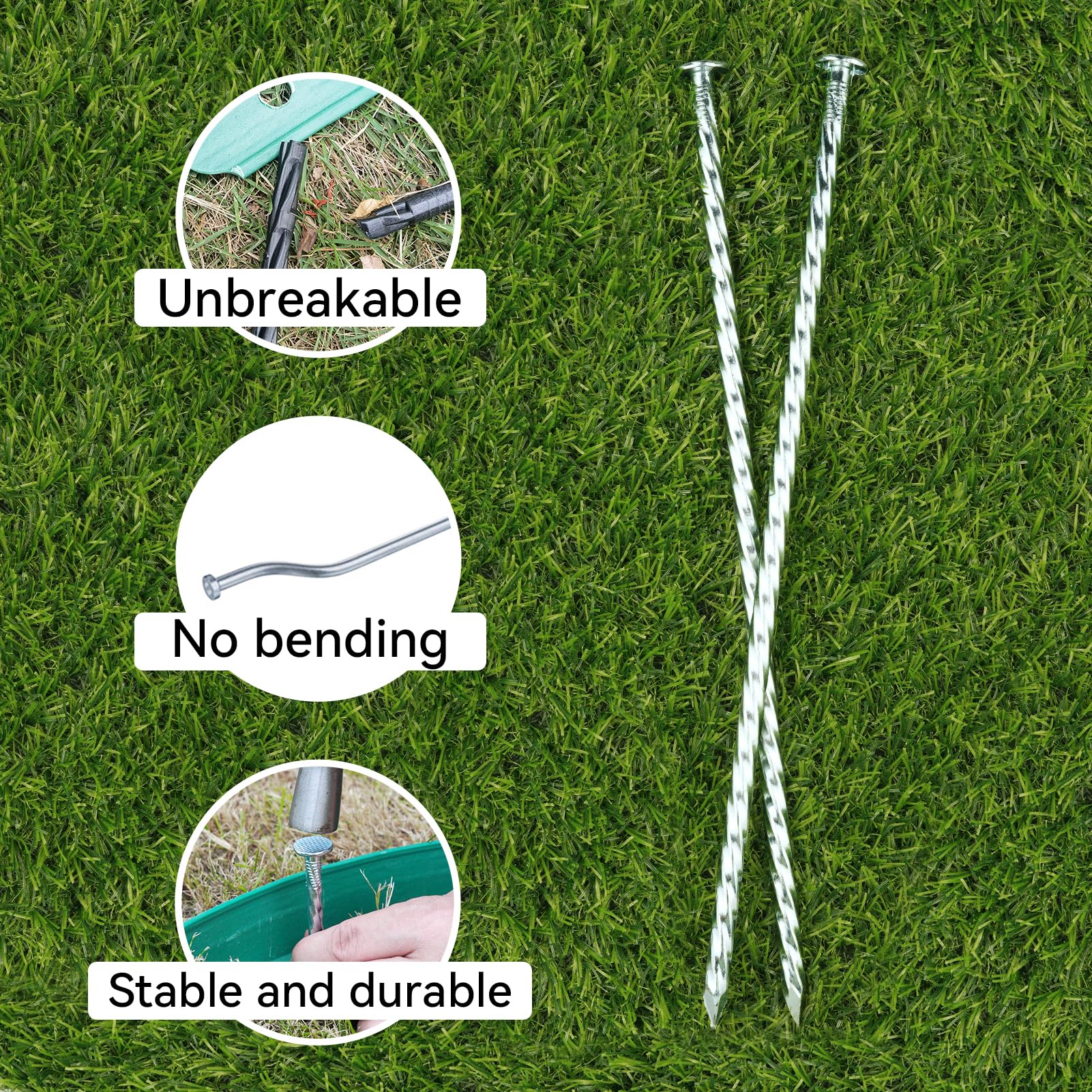 EISENSP stake beside ruler showing 12-inch length for deeper penetration