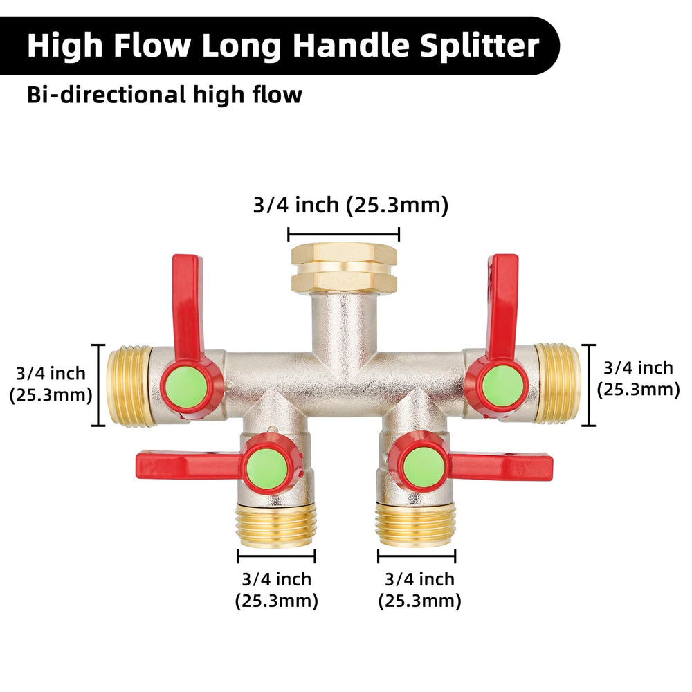 EJW splitter next to garden hose for size and scale comparison and easy planning