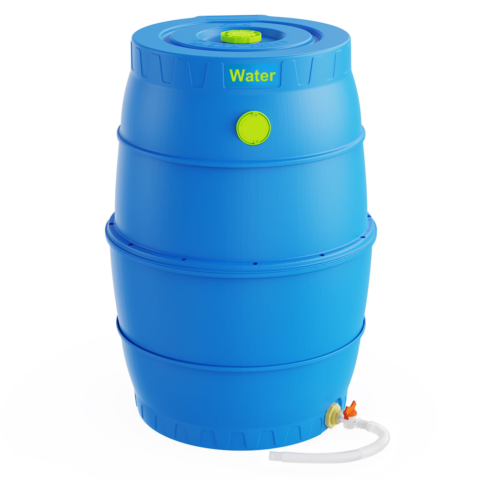 EJWOX 50 gallon front view showing sturdy blue barrel and secure lid benefit safety