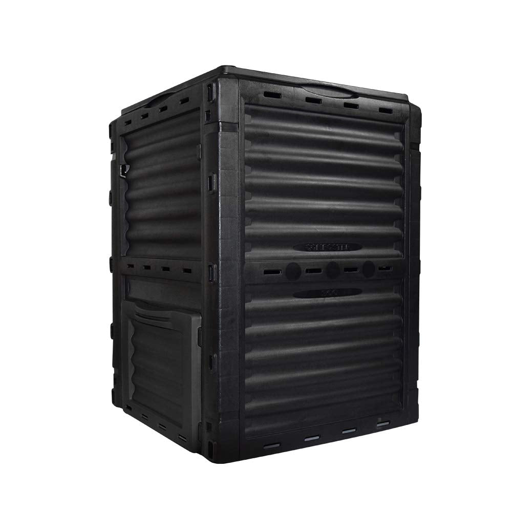 EJWOX front view of 80 gallon composter showing capacity and shape, ideal for large gardens