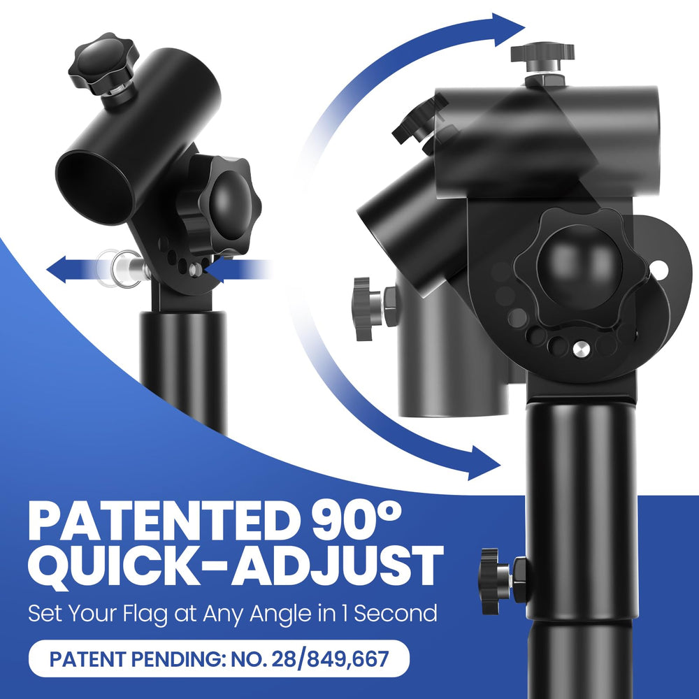 EJYTRVT patented angle connector close-up showing instant tool-free adjustment