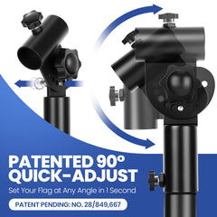 EJYTRVT patented angle connector close-up showing instant tool-free adjustment
