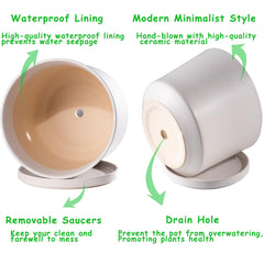 Ekirlin saucer and bottom showing drain hole and water-catching benefit