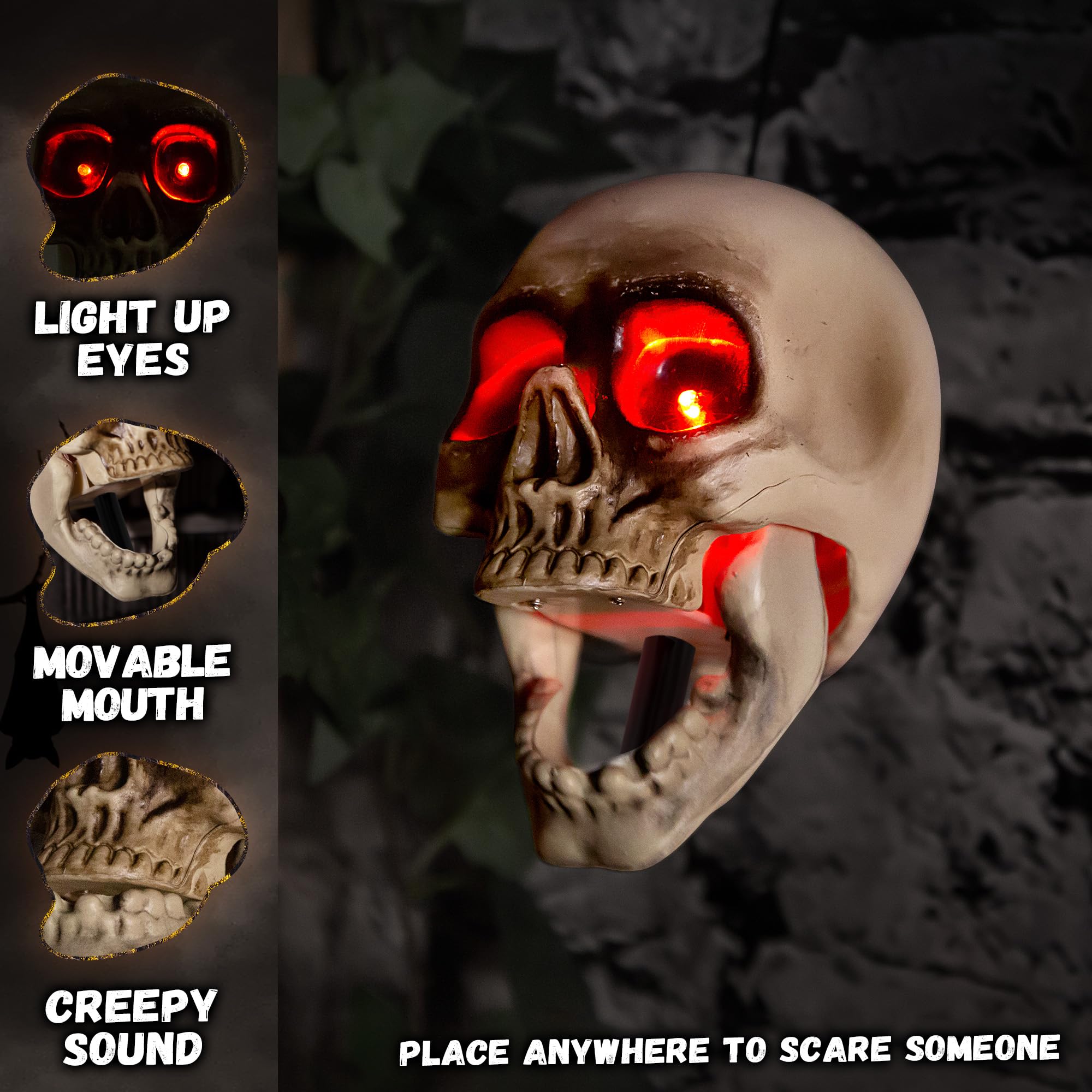 ELAMAS close-up of skull texture and paint highlighting spooky detailing