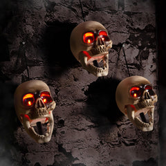 ELAMAS front view of three hanging skulls creating instant Halloween atmosphere