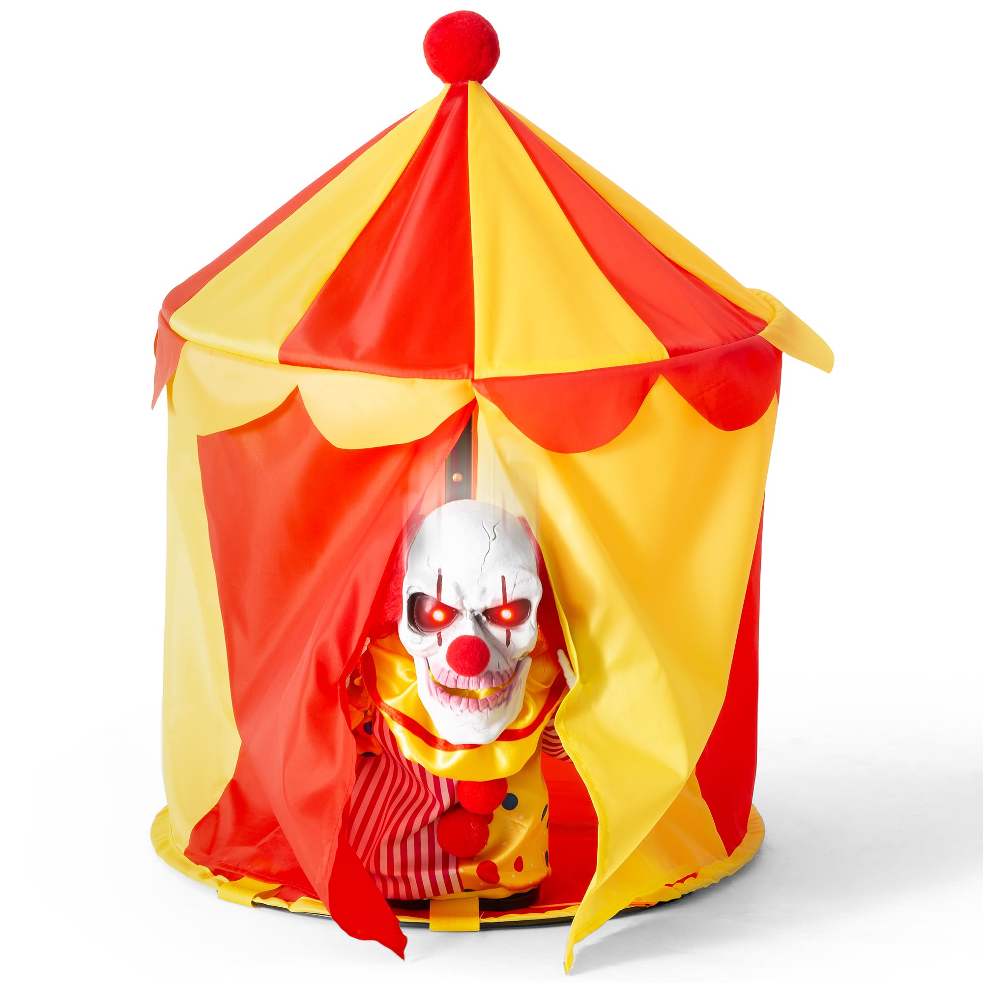 ELAMAS front view of circus tent prop showing dramatic entrance benefit