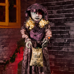 ELAMAS front view two-face doll showing full 48-inch height and eerie presence