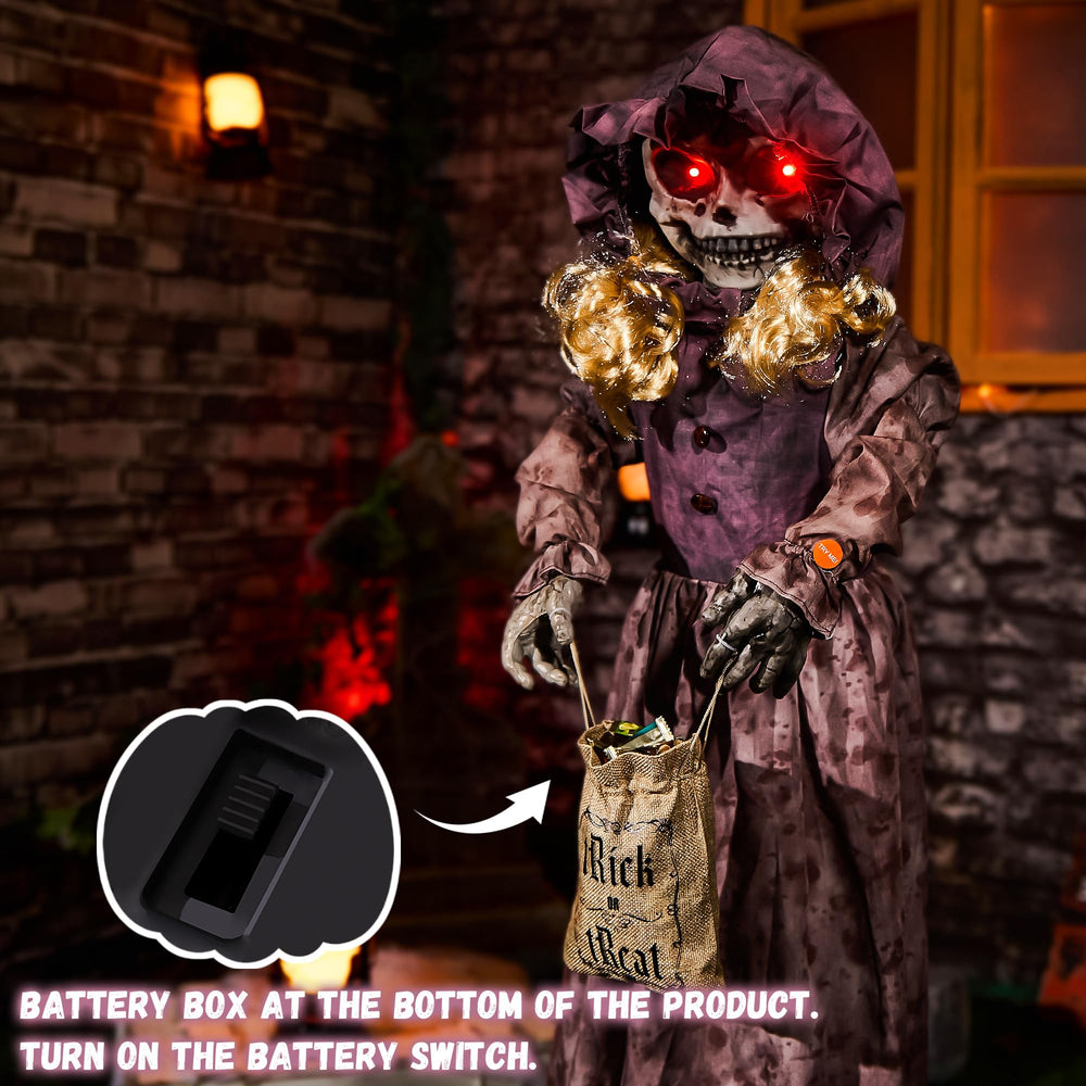 ELAMAS staged on a porch at night creating dramatic haunted ambiance