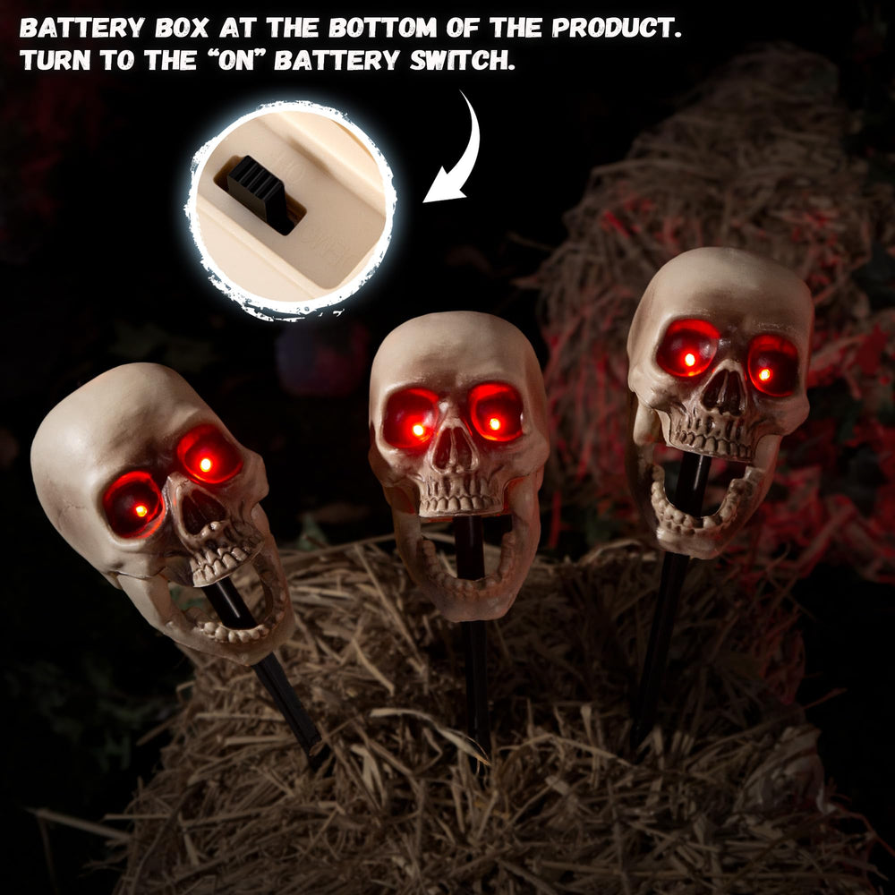 ELAMAS skull glowing red eyes in darkness improving visibility and scare effect