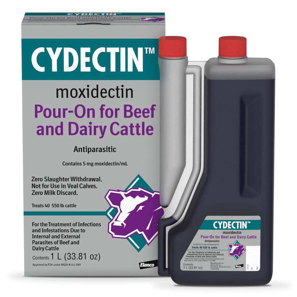 Elanco Cydectin bottle front view showing product and clear branding benefit visibility