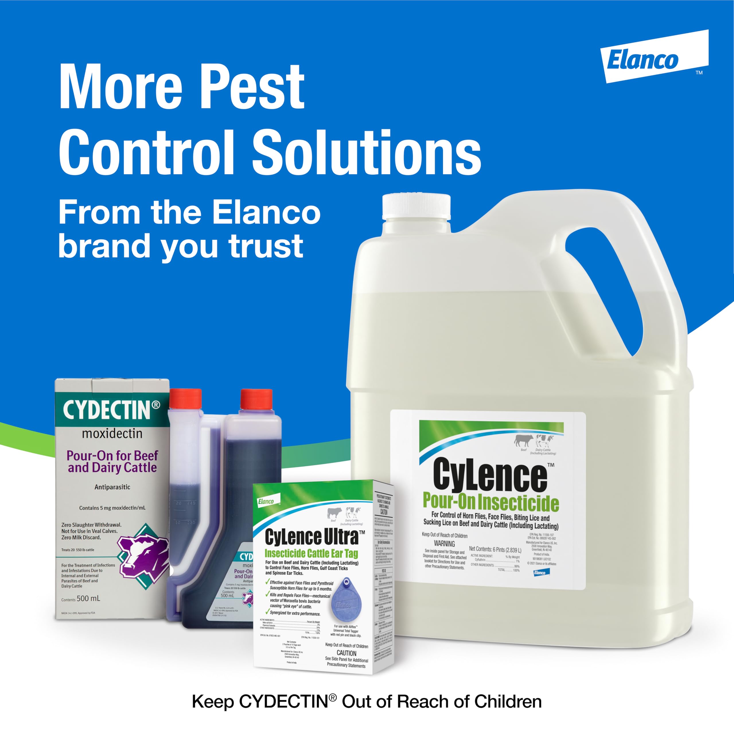 Elanco CyLence Ultra lifestyle shot with cattle in pasture showing herd protection