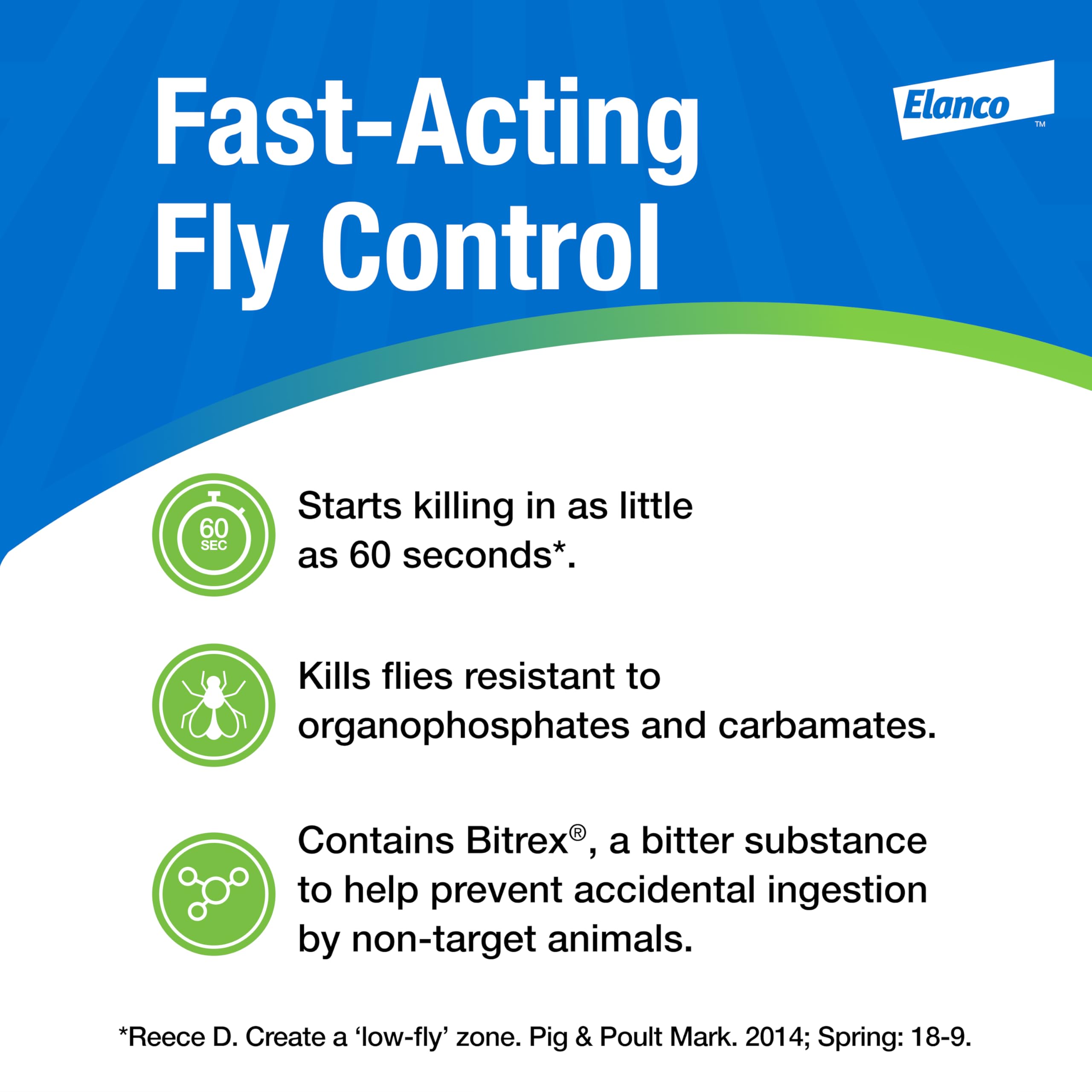 Elanco QuickBayt paint-on stripe on rafters demonstrating long-lasting fly resting control