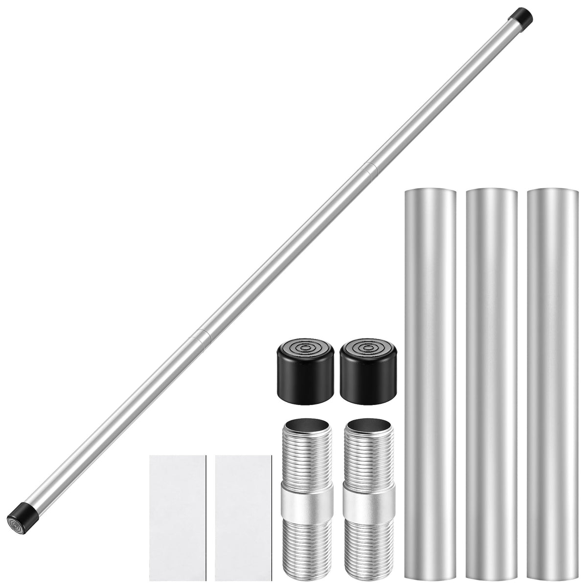 ElaraBerry front view of silver 6ft pole showing professional finish and balance