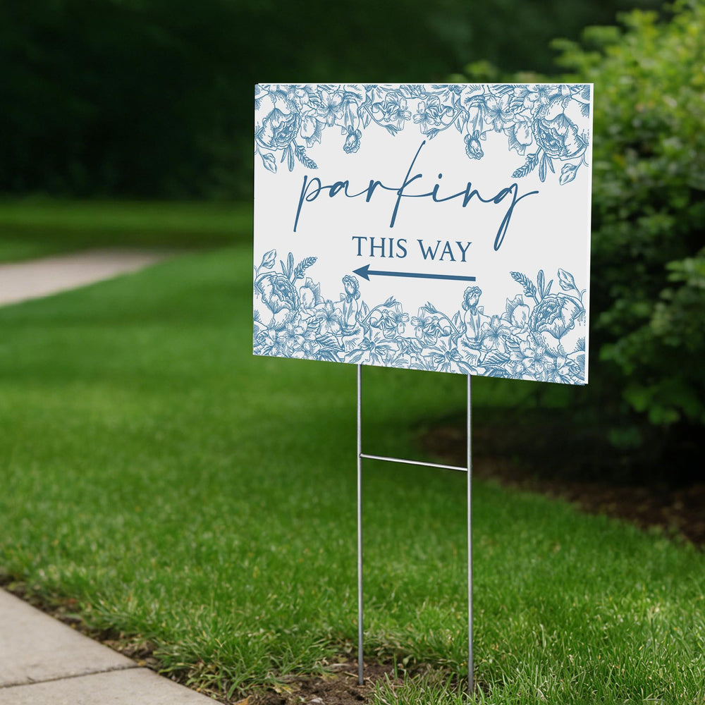 ElasignShopo square sign mounted on metal stake inserted into grass for sturdy outdoor display