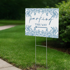 ElasignShopo square sign mounted on metal stake inserted into grass for sturdy outdoor display