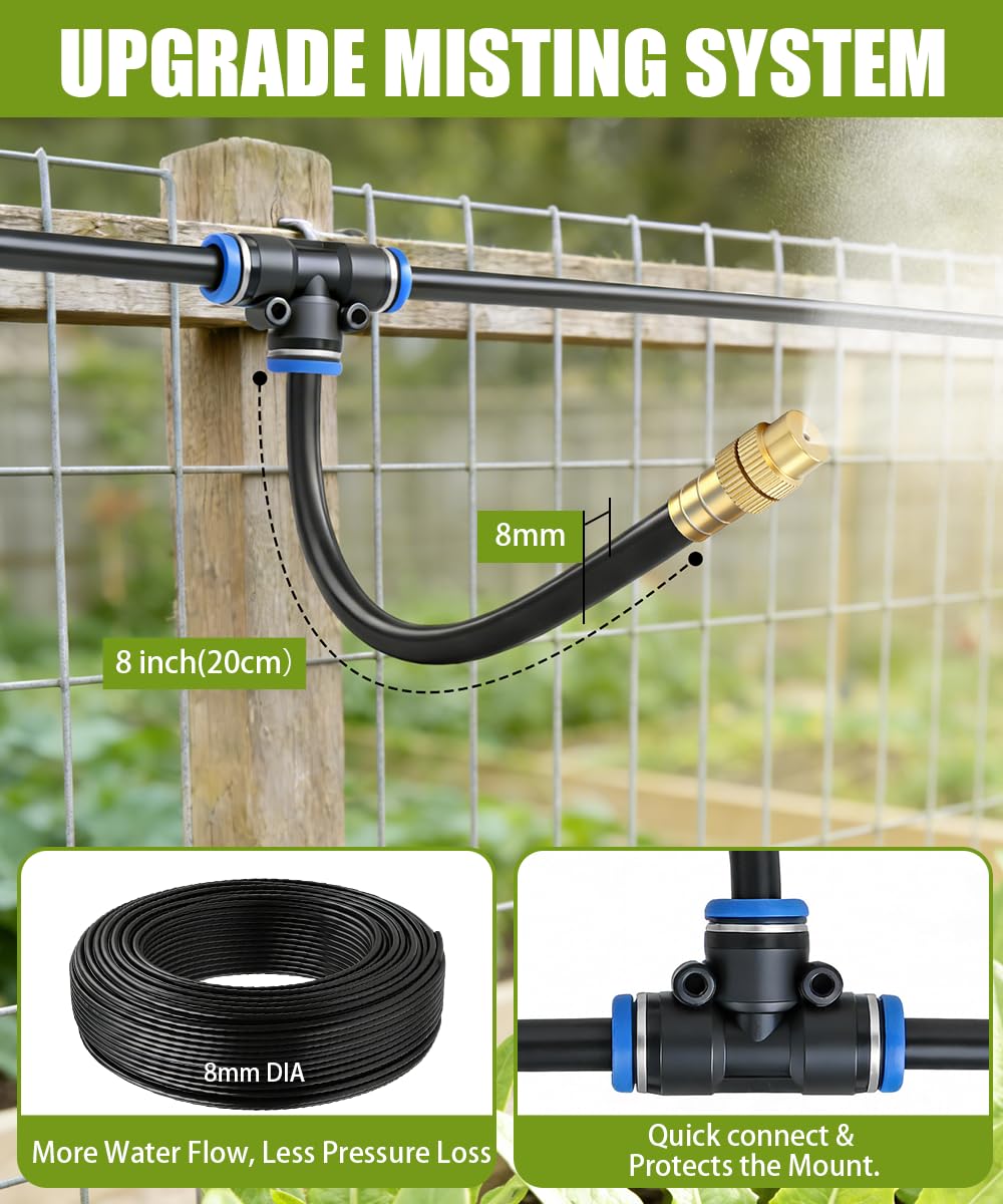 Elderoaki nozzle aimed at potted plants delivering targeted root watering