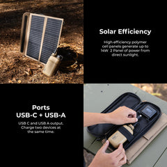 ELECOM NESTOUT adjustable stand set to steep angle to maximize sun exposure
