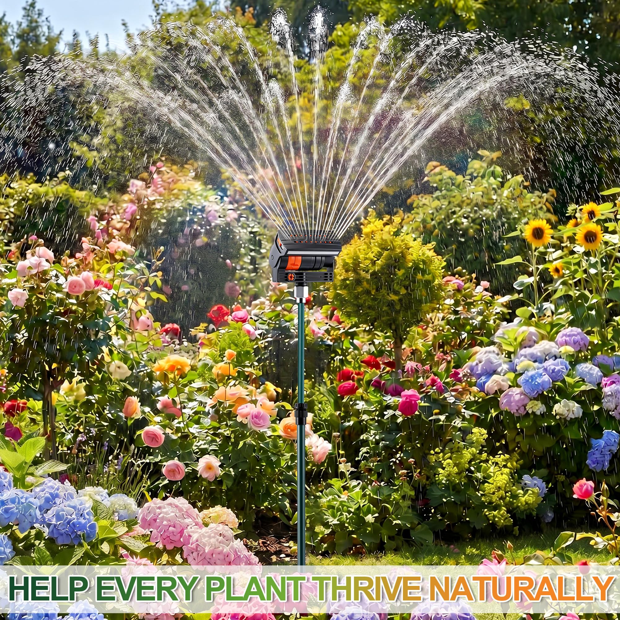 ElectricWise aluminum riser extended to 30 inches, enables overhead spray above plants
