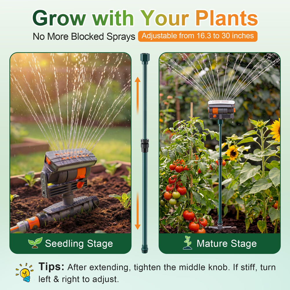 ElectricWise aluminum riser extended to full height for unobstructed spray