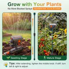 ElectricWise aluminum riser extended to full height for unobstructed spray