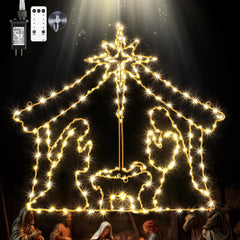 ElectricWise front view nativity silhouette glowing for clear holiday focus