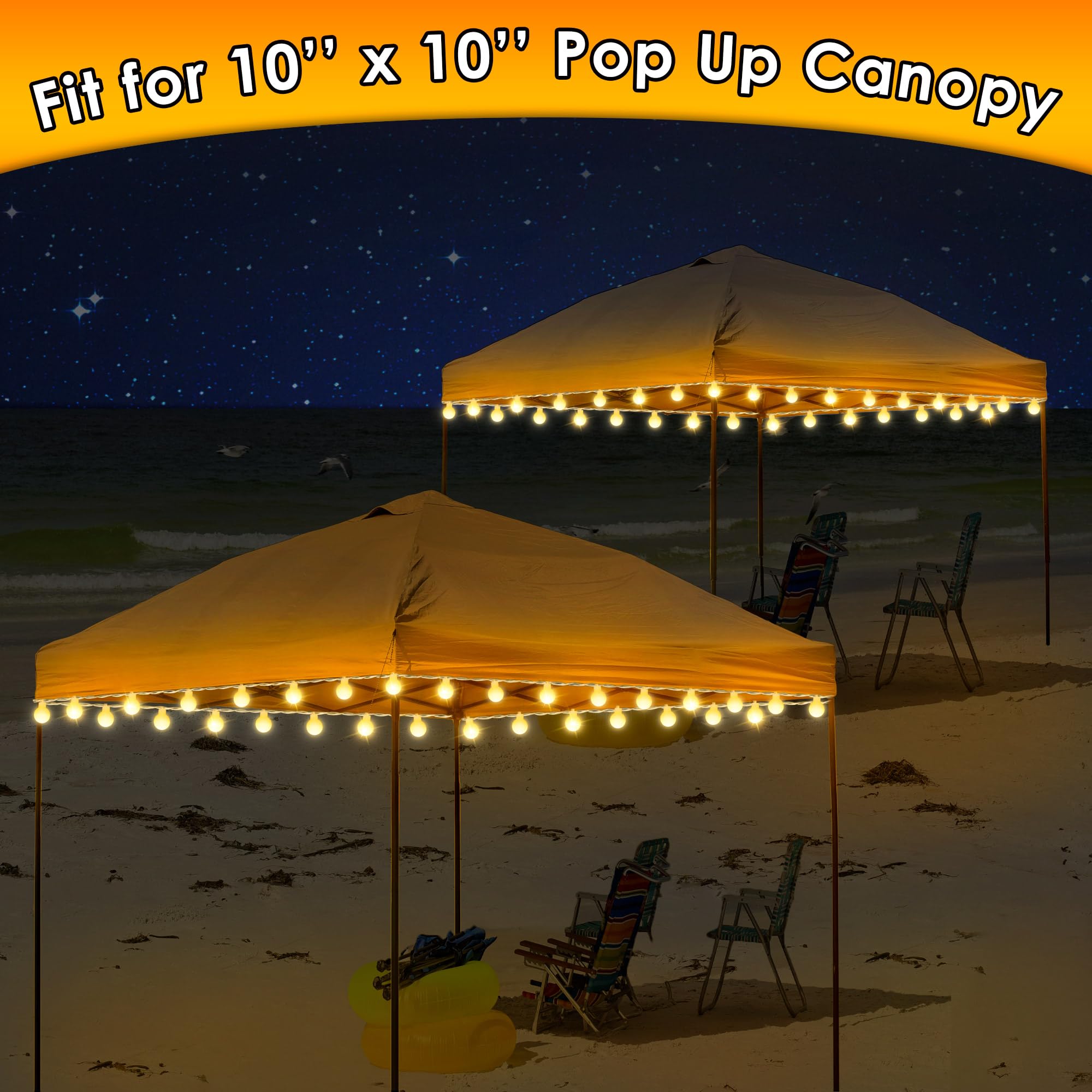 ElectricWise canopy lights at night creating warm event ambiance for gatherings benefit