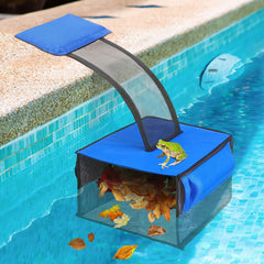 ElectricWise front view of blue skimmer showing large capture area and quick debris removal
