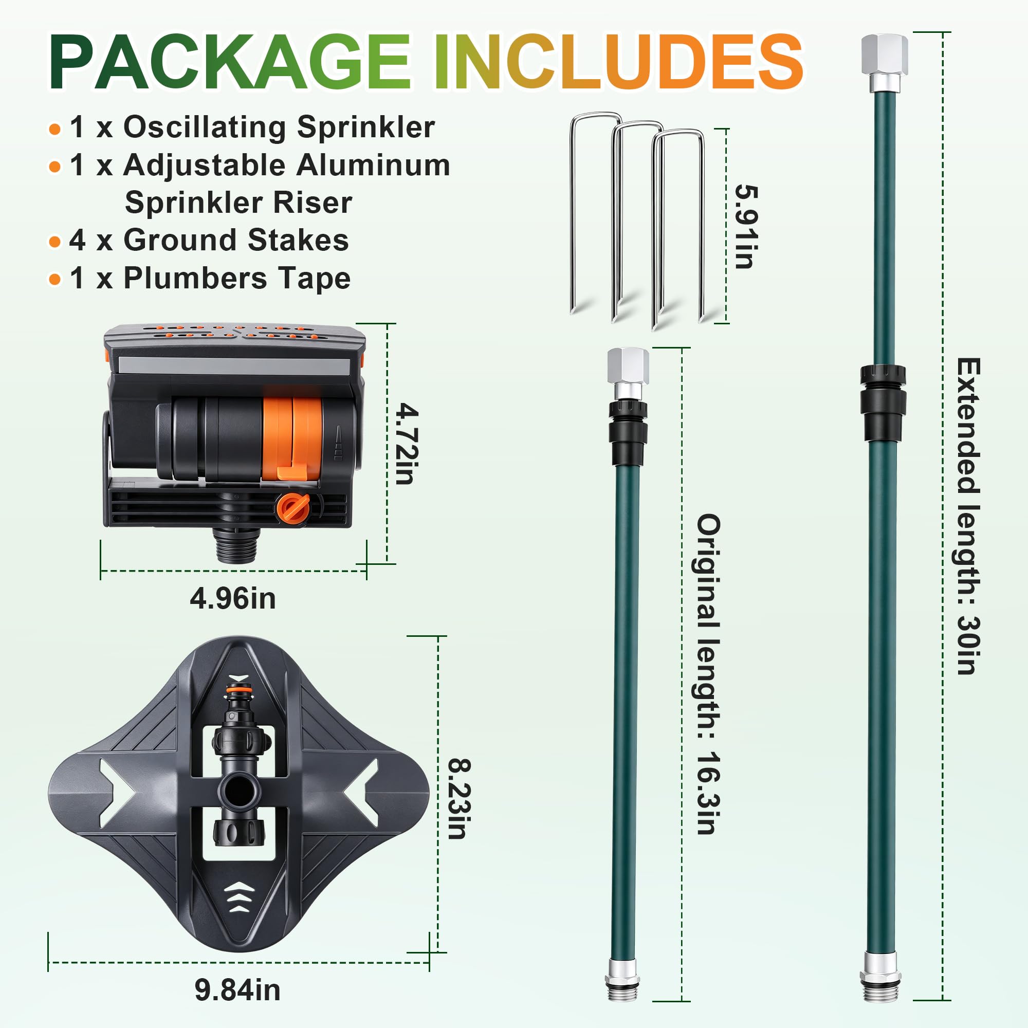 ElectricWise triangular base with ground stakes securing the sprinkler, prevents shifting