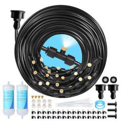 Eledom front packaging showing the complete 85FT mister kit and its benefits