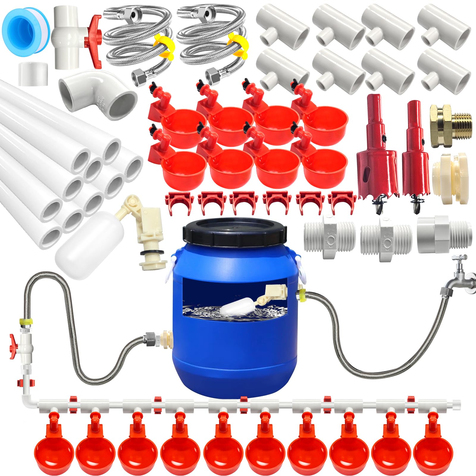 Elefama front packaging showing complete automatic chicken waterer kit benefits